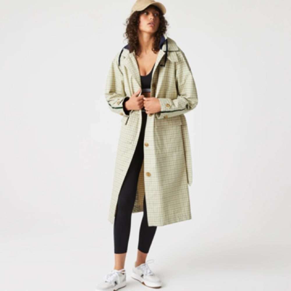 Lacoste Cream Checkered Women's Coat